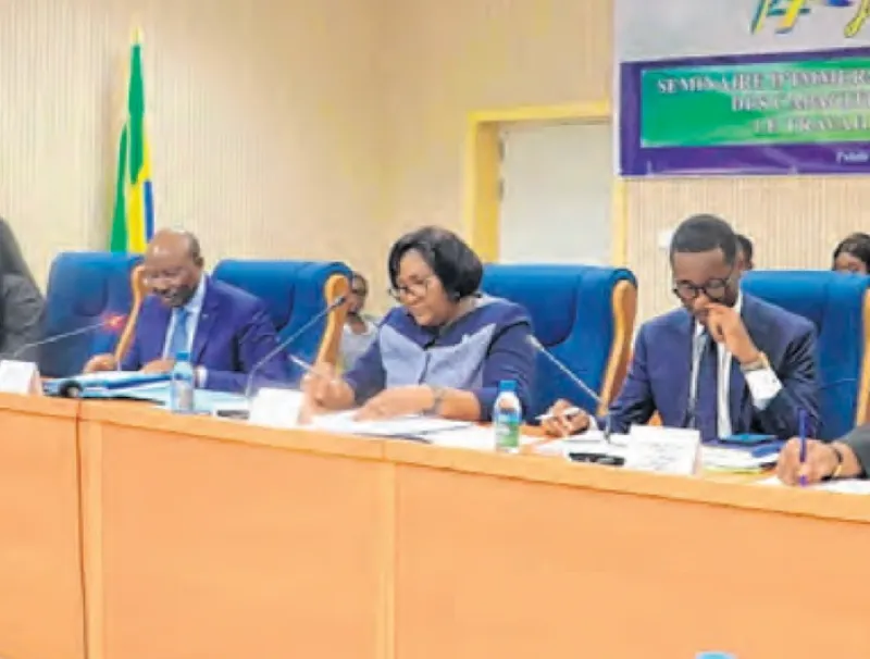 Une phase de l’audition du ministre d’Etat en charge de l’Economie, Henri-Claude Oyima.