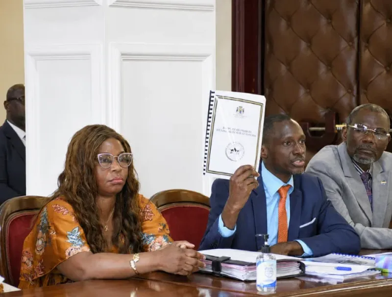 Ariel Éloi Iwangou-Iwangou, le président du PRD, lors de son audition