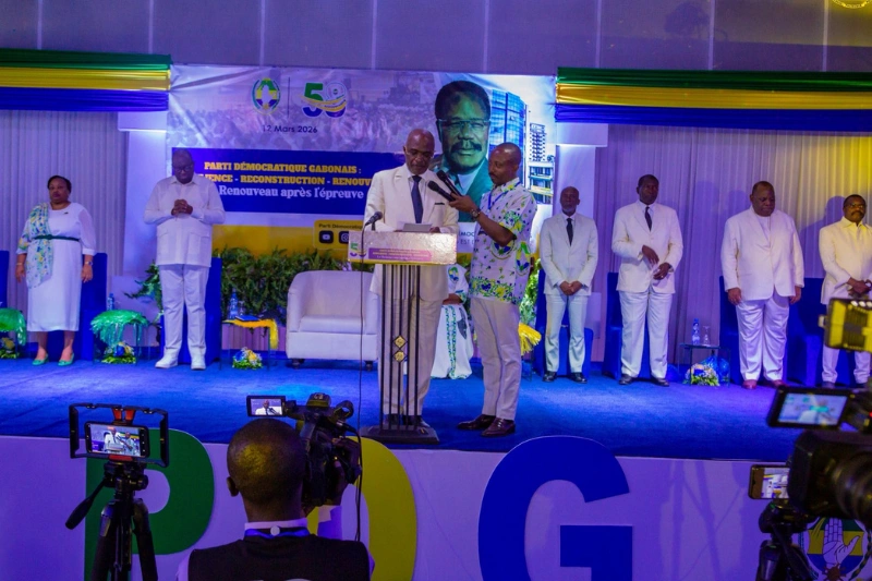 Blaise Louembe, président du PDG lors du 58e anniversaire du PDG à Libreville