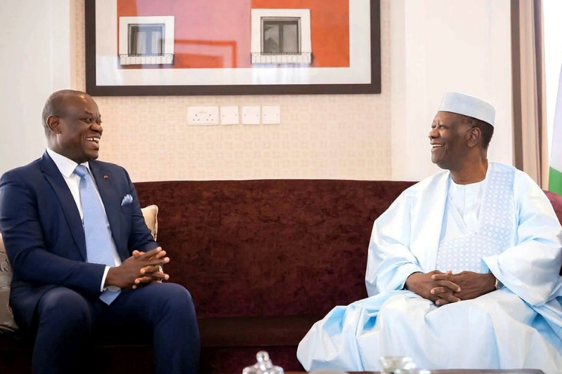 Brice Clotaire Oligui Nguema, président du Gabon et Alassane Ouattara président de la Côte d'Ivoire
