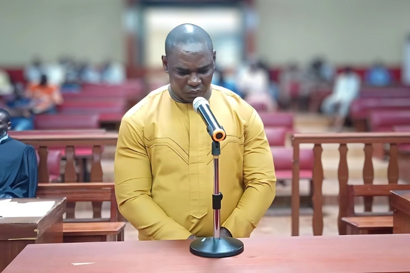 Chris Olsen Agnoye Leoumbou alias Bily, le faux policier qui a pris 16 ans de prison pour arrestation arbitraire à l'issue de son procès à la session criminelle de Port-Gentil.
