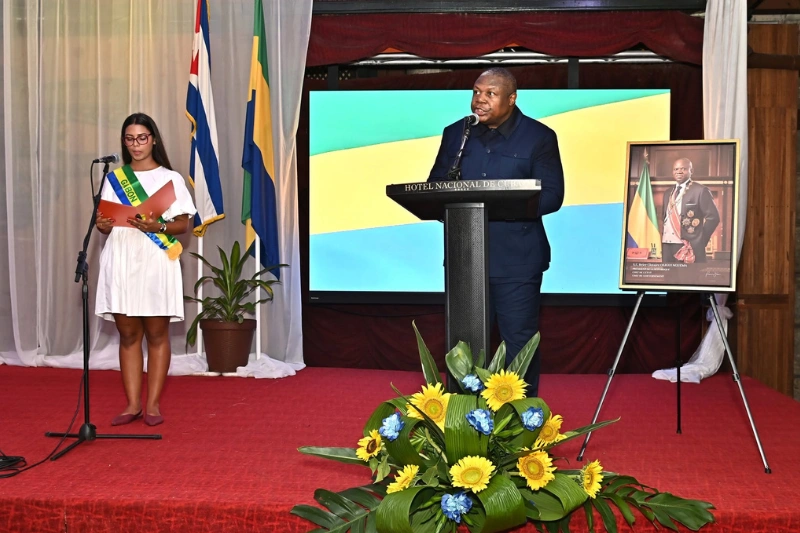 L’ambassadeur du Gabon à Cuba, Faustin Yves N’Guiend-Mickolo, lors de son allocution.