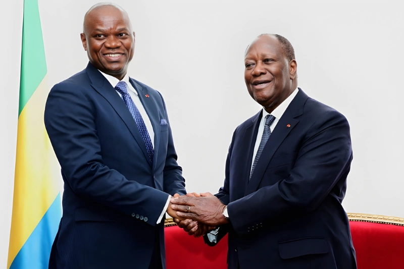 Brice Clotaire Oligui Nguema, président du Gabon et Alassane Dramane Ouattara, président de la Côte d'Ivoire 