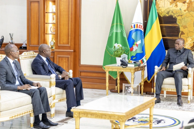 Brice Clotaire Oligui Nguema, président du Gabon et Marcelin Passalé Kanabé, ministre de l'Eau et de l'Énergie du Tchad