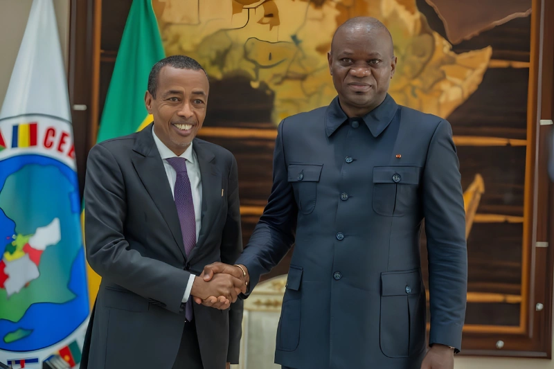 Brice Clotaire Oligui Nguema, président du Gabon et Mohamed Idrissa Farah