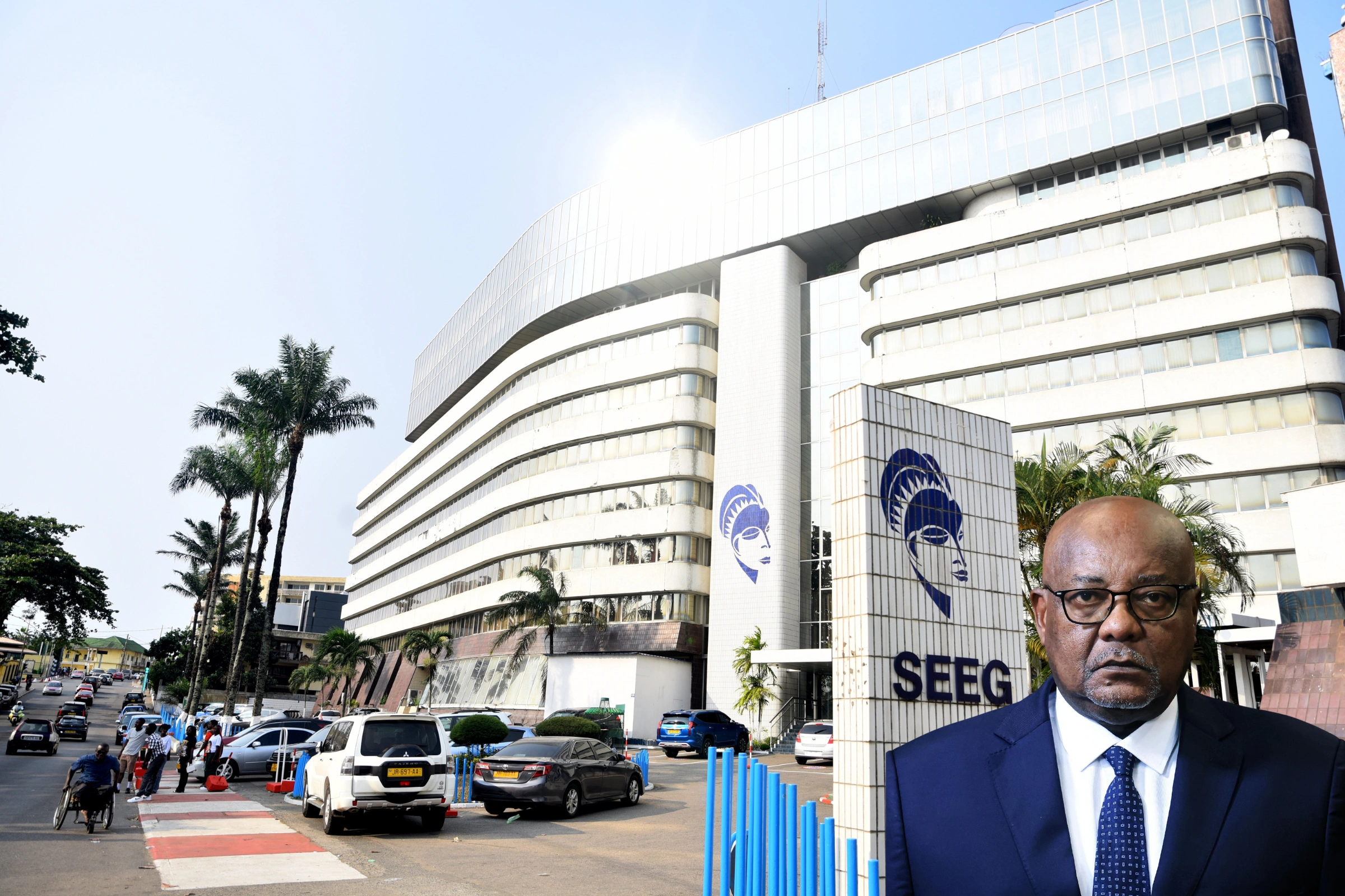 Montage - Siège de la Société d'énergie et d'eau du Gabon (SEEG). © DR