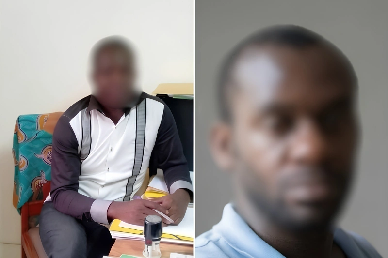 Stéphane Israël Moussavou, fondateur du Complexe scolaire privé laïc "Le Printemps", et Dany Éloge Papé, proviseur de l'établissement
