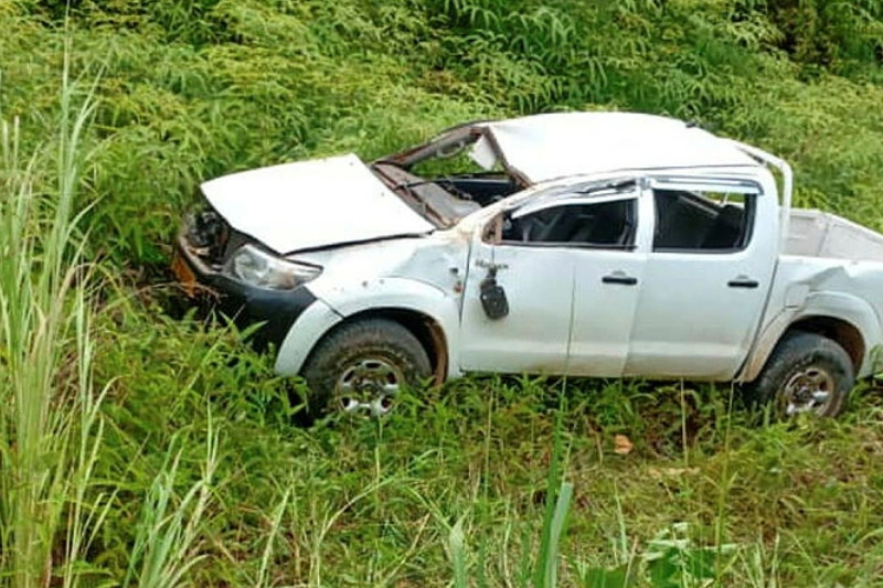 Véhicule accidenté à Tchibanga