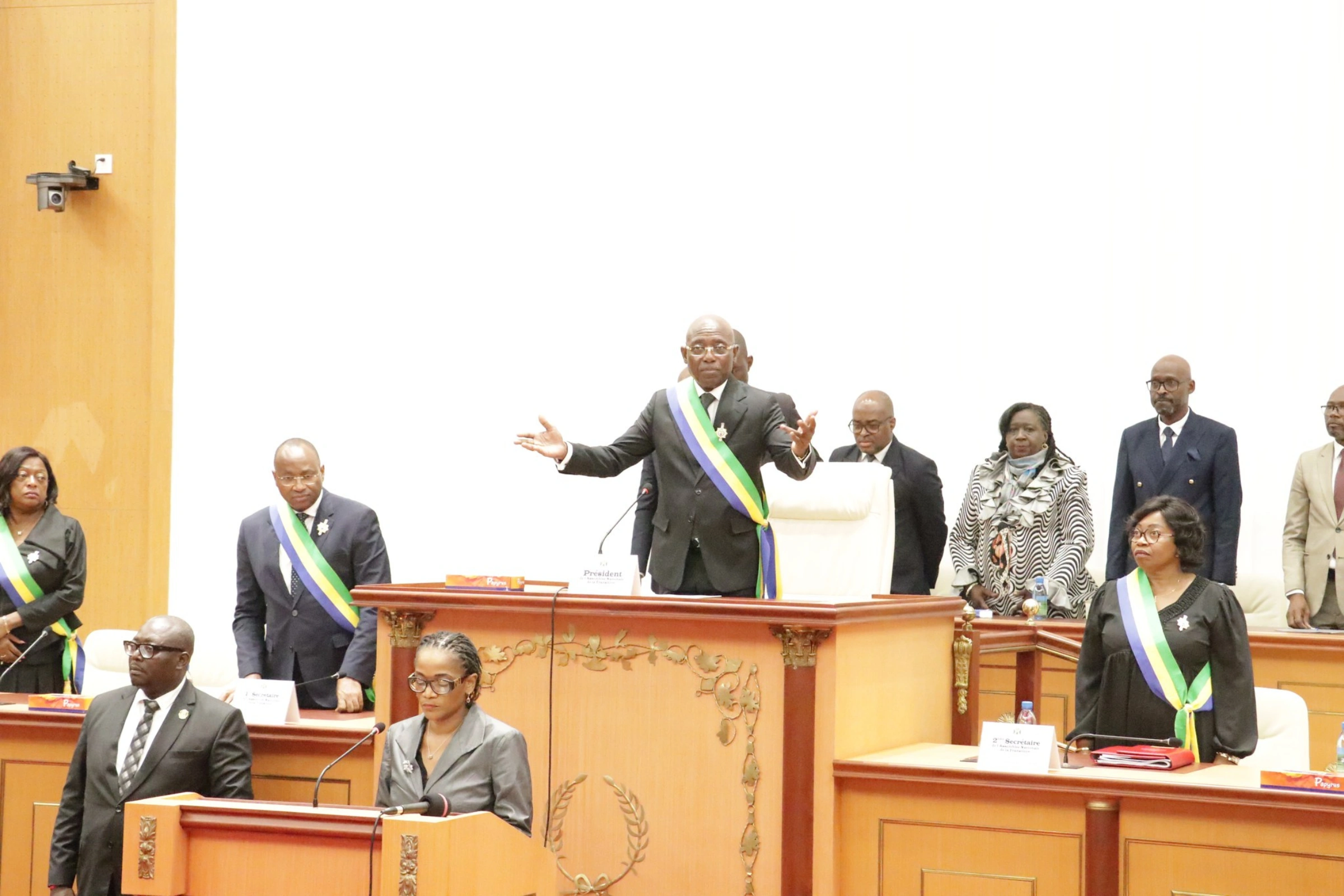 L'honorable Jean-François NDONGOU, Président de l'Assemblée Nationale de la Transition pendant l'ouverture de la session extrordinaire le 10 janvier 2025 © DR