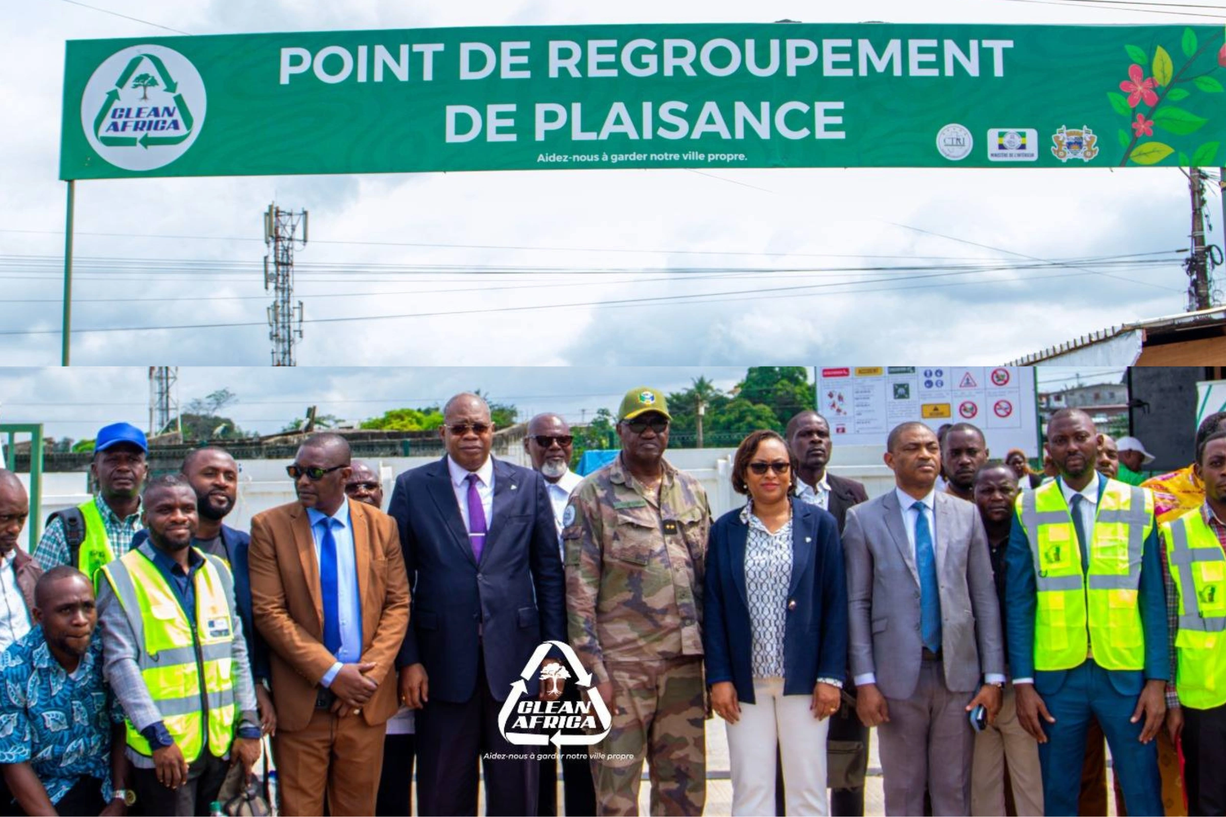 Photo de groupe au terme de l’inauguration du point de regroupement de Plaisance à Nzeng Ayong.