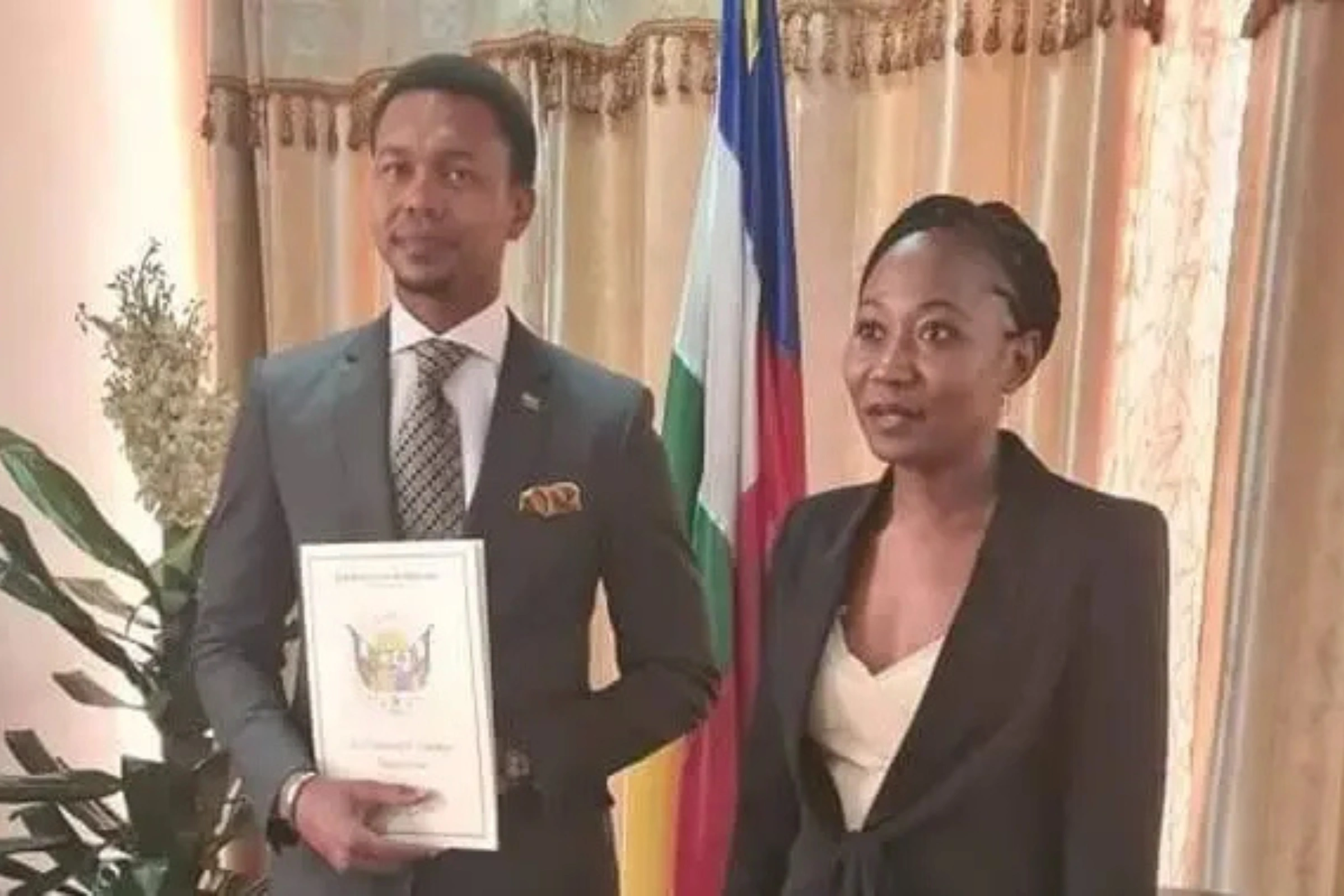 Consul du Gabon en RCA et la Ministre des Affaires Etrangères (2021, Bangui)