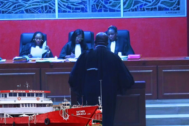 Le Tribunal correctionnel lors du procès d'Esther Miracle, le vendredi 25 juillet 2025.