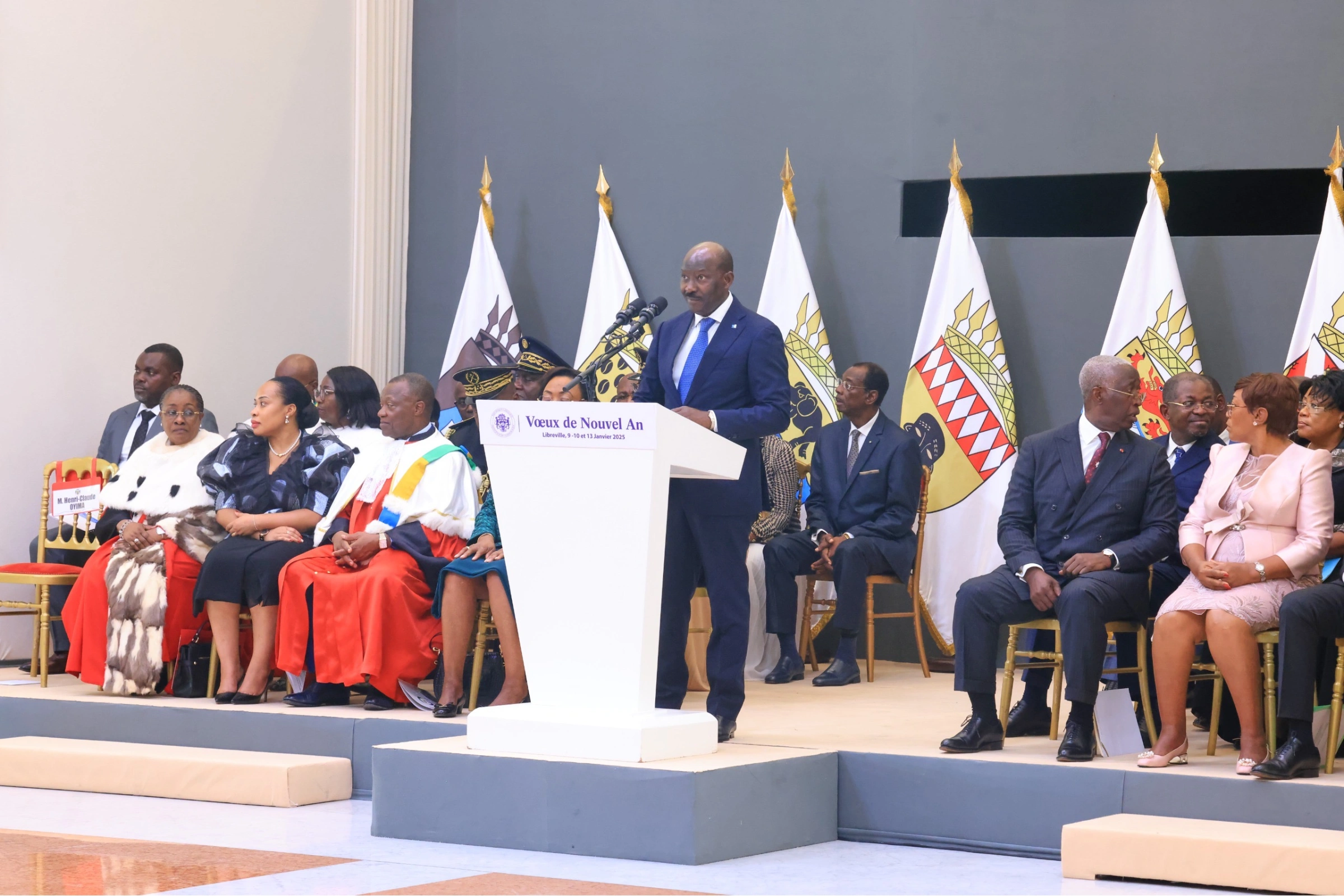 Henri-Claude Oyima, Président de la Fédération des entreprises du Gabon - Présentation des voeux au Chef de l'État le 10 janvier 2025 © Presse Présidentielle