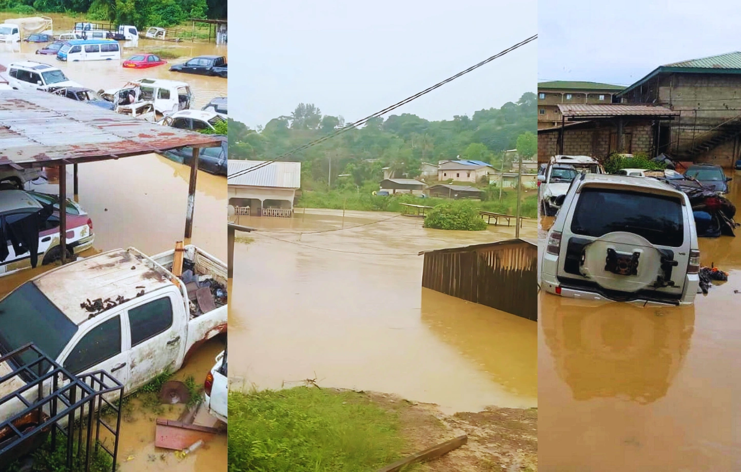 Collage de photos des inondations à Franceville, Octobre 2024 © L'Union