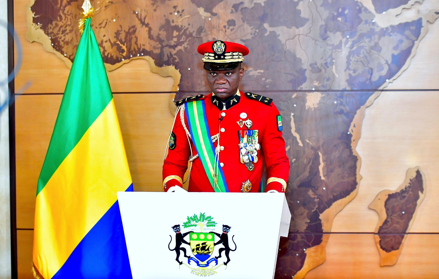 Le Président de la transition, Brice Clotaire Oligui Nguema lors du discours sur le référendum du 5 Novembre 2024 © DR