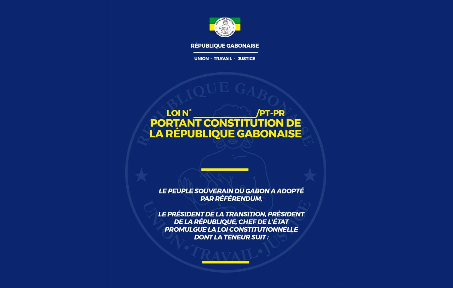 Page de garde projet de nouvelle constitution du Gabon