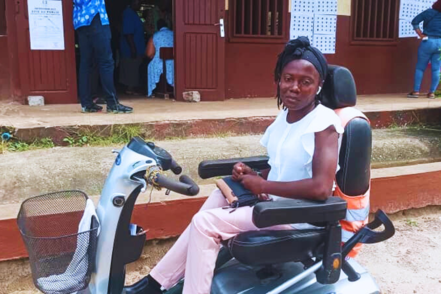 Ornella Ossoua, une électrice en situation de mobilité réduite. Photo L’Union