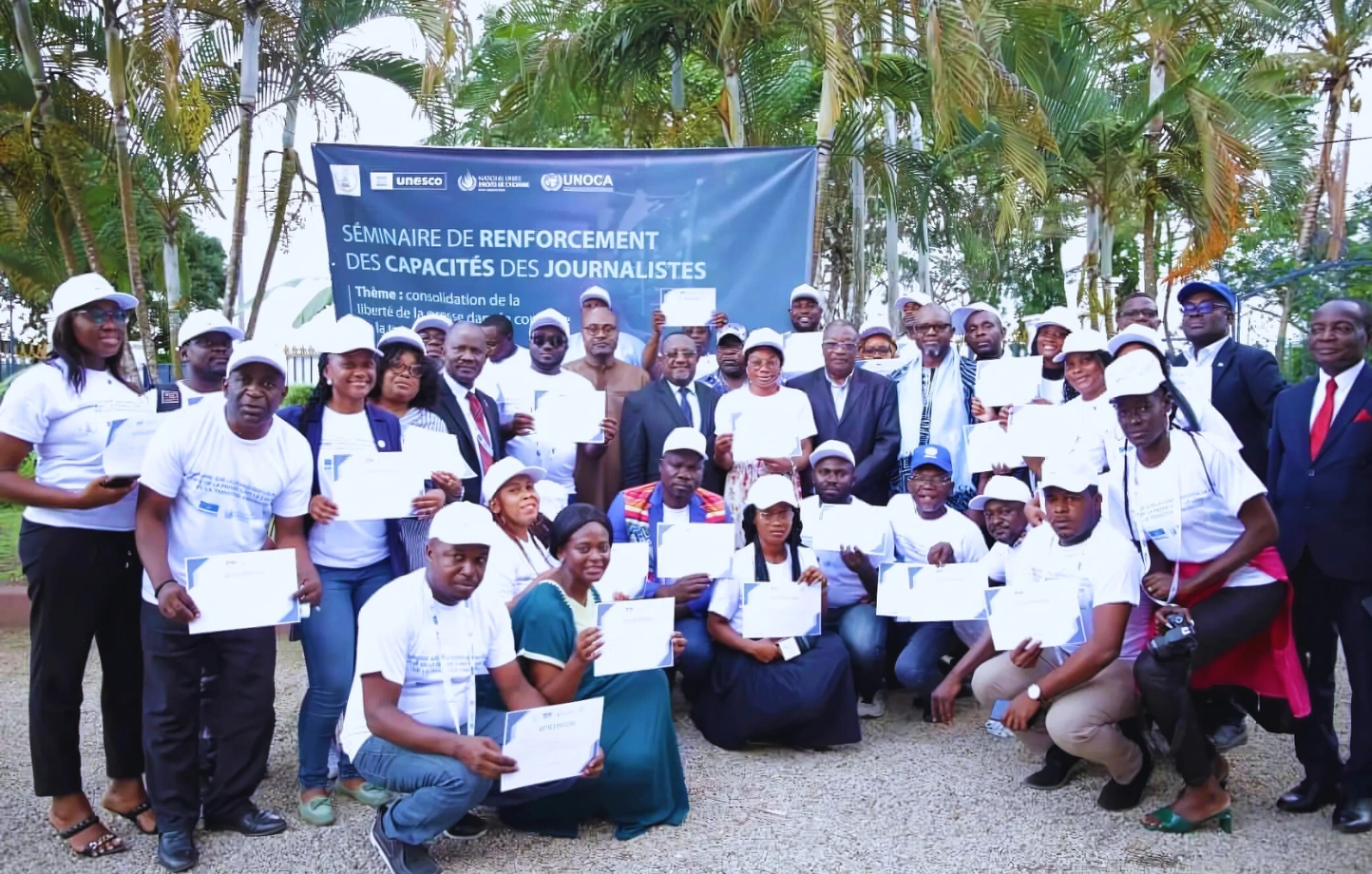 Photo des participants du Le séminaire de renforcement des capacités des journalistes, tenu à Mouila, octobre 2024 © L'Union