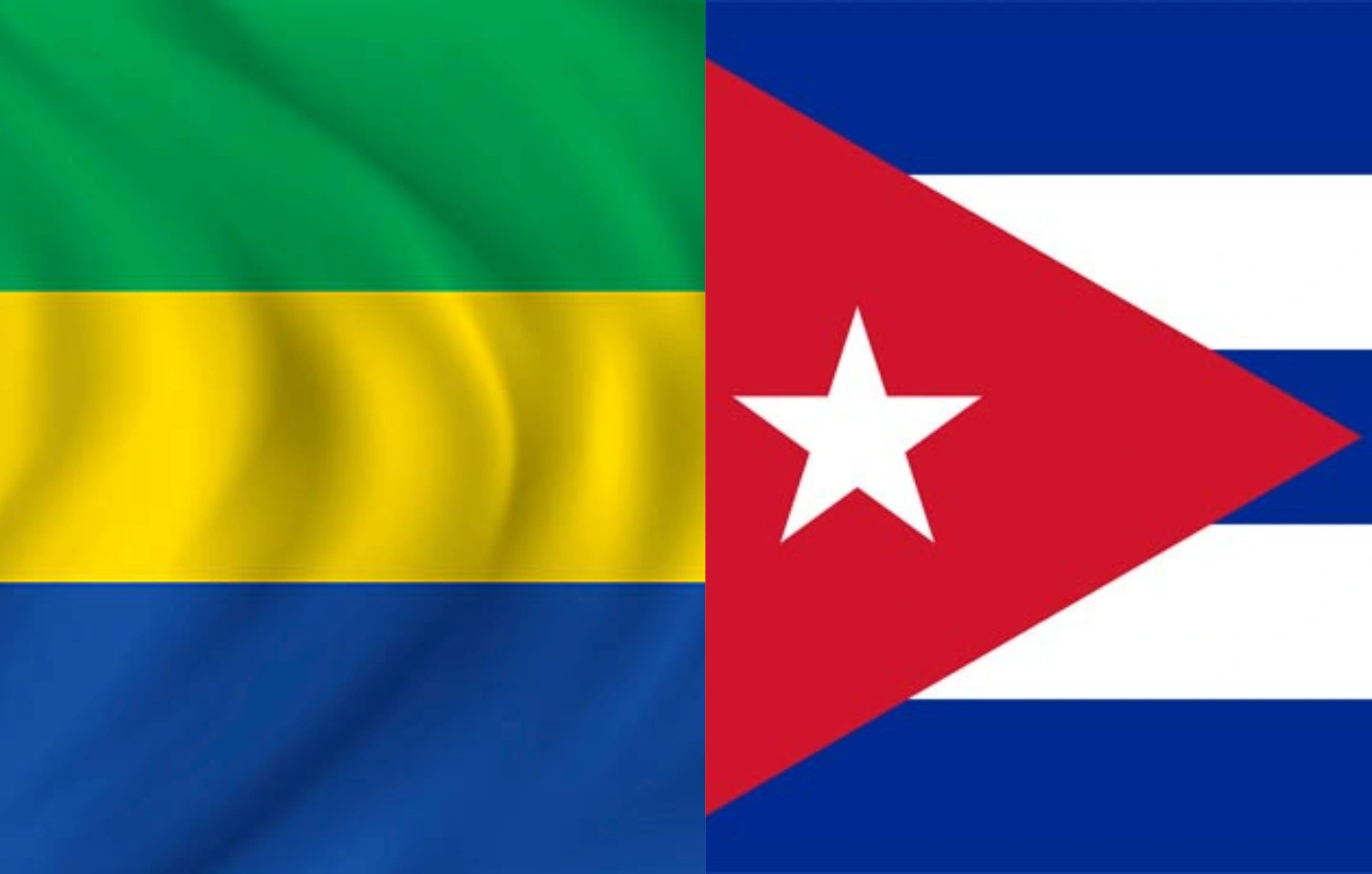 Le drapeau Gabonais et celui de Cuba. © DR