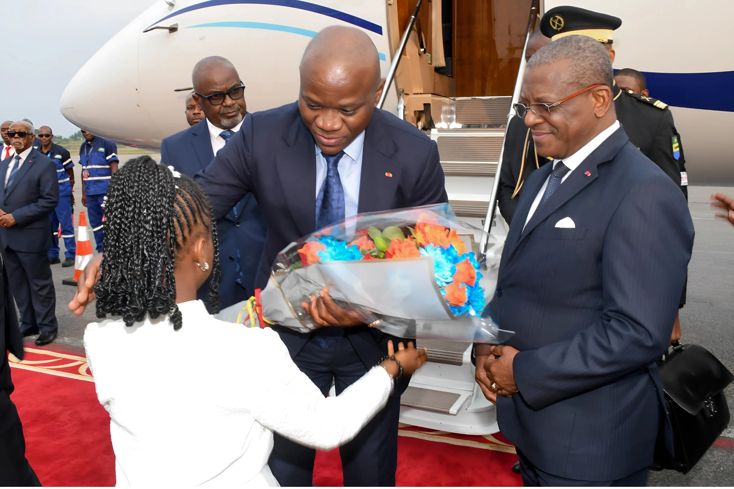 Le chef de l’État, Brice Clotaire Oligui Nguema à son arrivée à Yaoundé. © DR 