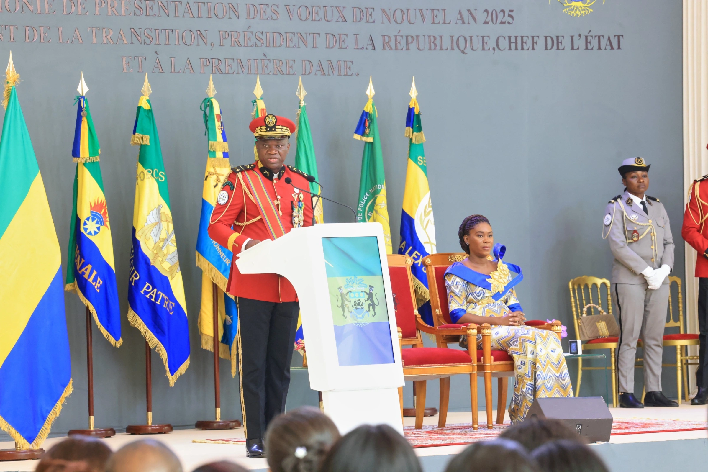 Le président de la Transition, Brice Clotaire Oligui Nguema, lors de la cérémonie de présentation de voeux, le 10 janvier 2025 © Presse Présidentielle