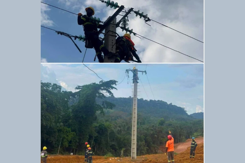 Oyem-Medzeng : début d'implantation des poteaux électriques haute tension