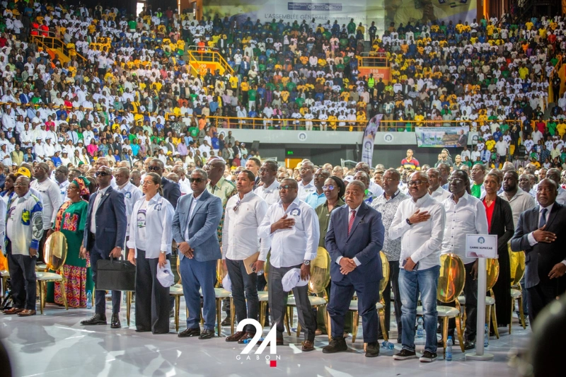 Les militants et sympathisants de l’UDB, samedi dernier, au Palais des sports de Libreville. ©  Minkoh Malkolm