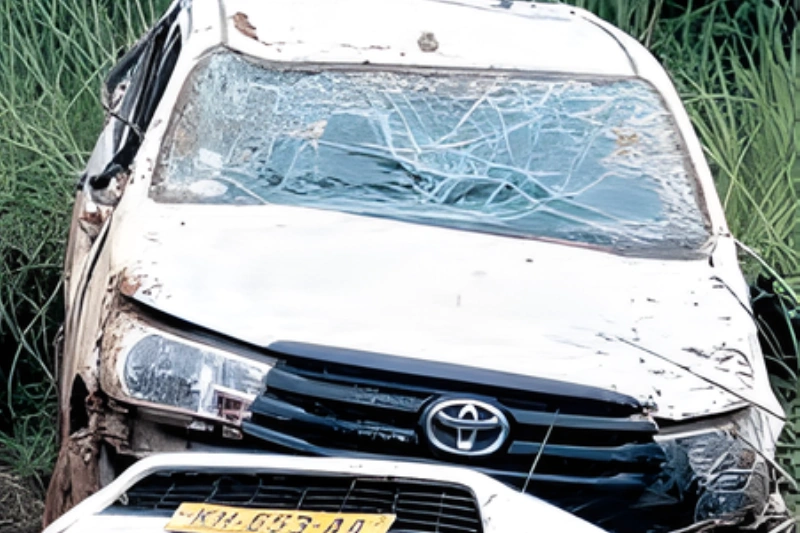 voiture après accident à Bakoumba