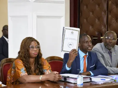 Ariel Éloi Iwangou-Iwangou, le président du PRD, lors de son audition