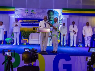 Blaise Louembe, président du PDG lors du 58e anniversaire du PDG à Libreville