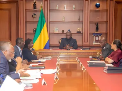 Brice Clotaire Oligui Nguema, président du Gabon, lors de la rencontre avec les acteurs du corps judiciaire.