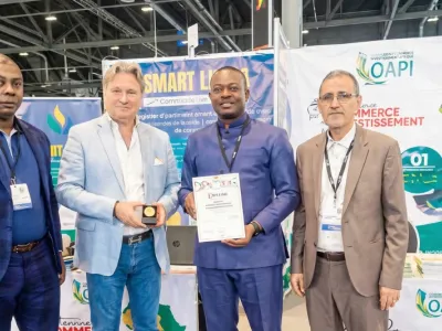 Les inventeurs gabonais lors du Salon à Genève, en Suisse