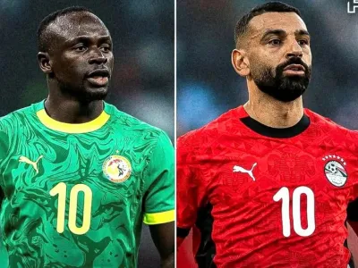 Sadio Mané, footballeur international sénégalais et Mohamed Salah, footballeur international égyptien