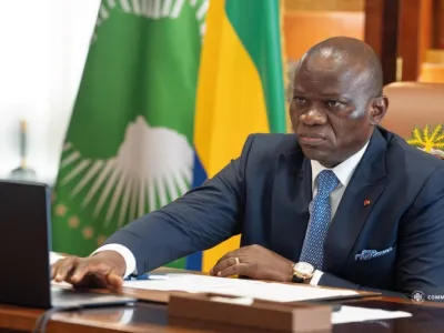 Le chef de l’État, Brice Clotaire Oligui Nguema, prenant part aux travaux par visioconférence.