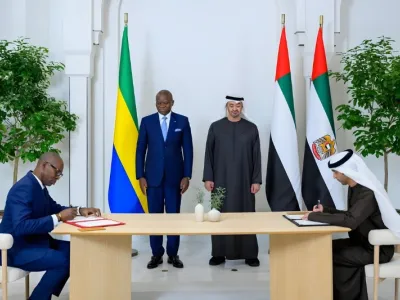 Brice Clotaire Oligui Nguema et son hôte émirati ont présidé la signature d’accords entre les deux pays.
