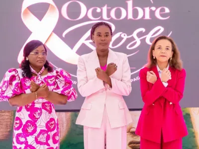 Quelques officiels à l’ouverture de la campagne “Octobre rose” au palais Léon-Mba, siège de l’Assemblée nationale. 