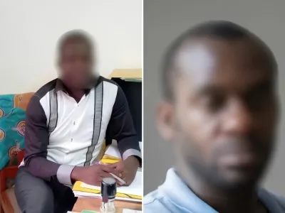 Stéphane Israël Moussavou, fondateur du Complexe scolaire privé laïc "Le Printemps", et Dany Éloge Papé, proviseur de l'établissement