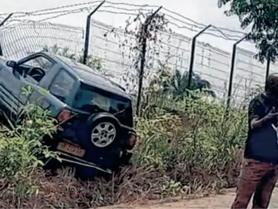 Le véhicule après la sortie de route