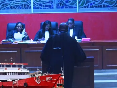 Le Tribunal correctionnel lors du procès d'Esther Miracle, le vendredi 25 juillet 2025.