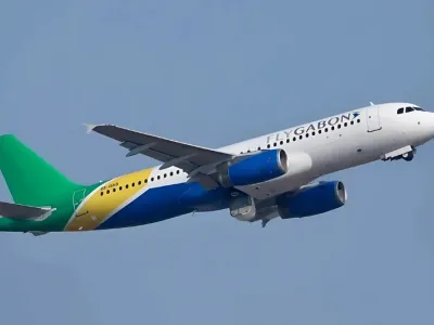 Une vue de l’Airbus de FlyGabon. © DR