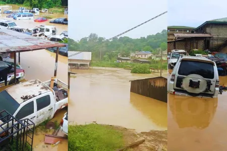 Collage de photos des inondations à Franceville, Octobre 2024 © L'Union