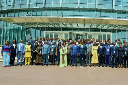  Le directeur général de la Comptabilité publique et du Trésor, Luther Steeven Abouna Yangui et ses pairs. © DR 