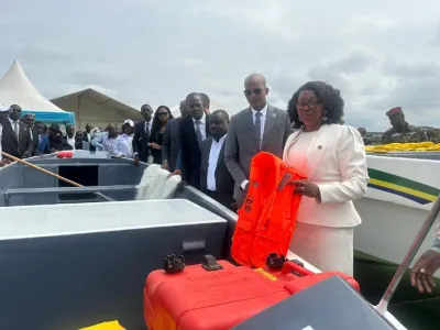 Laurence Ndong lors du lancement de l'initiative Gab-Pêche.