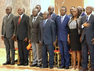 Une vue des responsables des partis politiques lors de la rencontre avec le président Brice Clotaire Oligui Nguema.