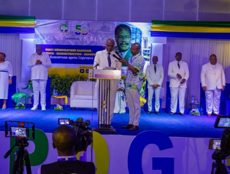 Blaise Louembe, président du PDG lors du 58e anniversaire du PDG à Libreville