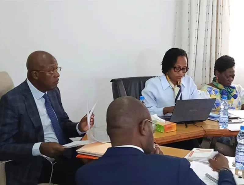 Le ministre de la Justice Paul-Marie Gondjout répondant par visioconférence aux membres du Comité onusien sur la discrimination. | DR