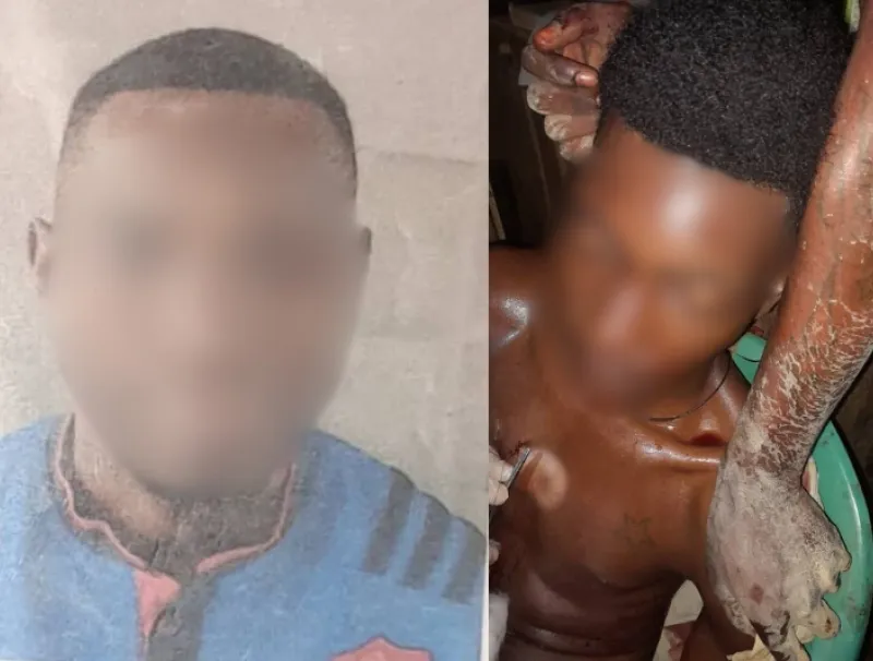 Stéphane Nzaou (G), l’orpailleur qui a sauvagement agressé son collègue Joël Mapangou Mapangou (D). © DR