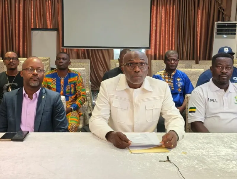 Le président Landry Nkeyi lors du point de presse relatif à l’élection du bureau directeur de la Fégafoot