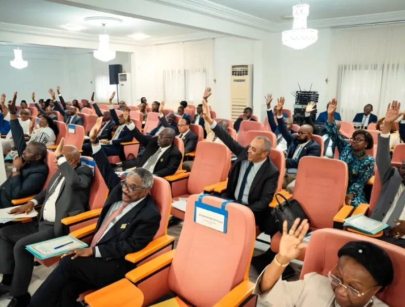 Les sénateurs adoptant le nouveau Règlement de leur institution