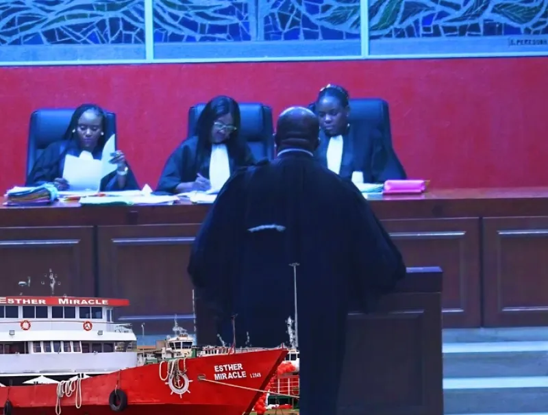 Le Tribunal correctionnel lors du procès d'Esther Miracle, le vendredi 25 juillet 2025.